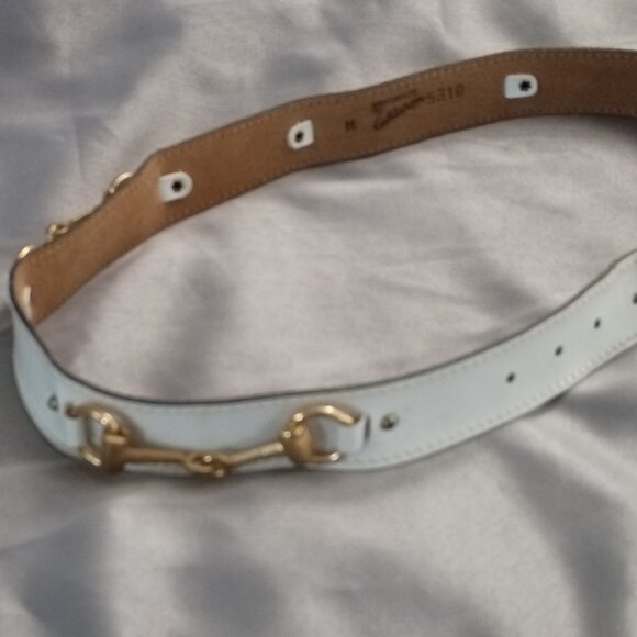 ❤️Womens CALDERON Handmade White Patent HORSEBIT BELT MEDIUM main image 8